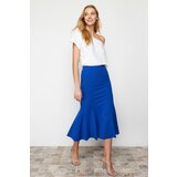 Trendyol Satin Skirt Ruffled Normal Waist Midi Elastic Knitted Skirt Cene