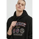 Tommy Jeans Bombažen pulover moška, črna barva, s kapuco | Shoptok.si