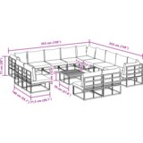 vidaXL Vrtna sedežna garnitura 14 pcs Črna 70 x 70 x 32 cm Aluminij | Shoptok.si
