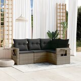  4-dijelni set vrtnih sofa od poliratana s jastucima sivi | shoptok.hr