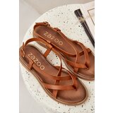 Zazoo Leather Flat Sandals With Intertwined Straps | Shoptok.si
