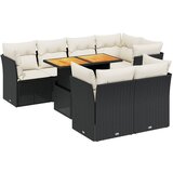 Maison Chic Seti vrtnega pohištva - Vrtna garnitura - Vrtni pohištvo set 8-delna z blazinami črn poli ratan, (21800132) | Shoptok.si