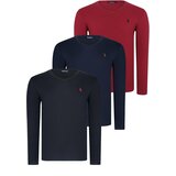 Dewberry TRIPLE SET T8587 V-NECK MEN'S SWEATSHIRT-BLACK-NAVY-BURGUNDY Cijene