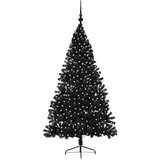 vidaXL Umjetna preddekorirana božićna jelka Črna 180 cm PVC | Shoptok.si