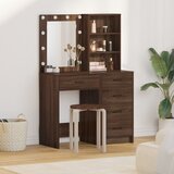 vidaXL set toaletnog stola s LED svjetlom, 2 dijela, crni hrast, drvo | shoptok.hr