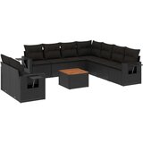  10-dijelni set vrtnih sofa s jastucima crni od poliratana | shoptok.hr