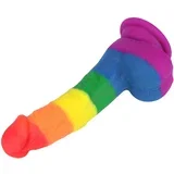Prider - realističen dildo iz tekočega silikona - 19 cm (mavrica)