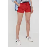 Pepe Jeans Pamučne kratke hlače Balboa Short za žene, boja: crvena, glatki materijal, srednje visoki struk