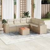 Maison Chic Seti vrtnega pohištva - Vrtna garnitura - Vrtni pohištvo set 7-delna z blazinami bež poli ratan, (21806820) | Shoptok.si