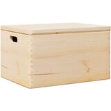 vidaXL Lesena škatla s pokrovom in ročaji 40x30x23 cm trdna borovina | Shoptok.si