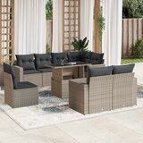 Maison Chic Seti vrtnega pohištva - Vrtna garnitura - Vrtni pohištvo set 9-delna z blazinami sv. siv poli ratan, (21797372) | Shoptok.si