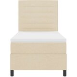  Postelja s škatlo z vzmetnico Bež 90x200 cm Tkanina, (22083090) | Shoptok.si