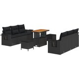 vidaXL 9-dijelni set vrtnog kauča s jastučićima crni poli ratan akacija, 3-dijelni set vrtnog stola s jastučićima crni poli ratan akacija | shoptok.hr