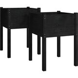 Furnova Vrtno cvetlično korito 2 kosa črno 50x50x70 cm trdna borovina, (21921213) | Shoptok.si