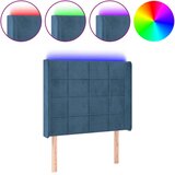 Maison Chic LED Posteljno vzglavje - Vzglavna omarica - Nočna omarica temno modro 83x16x118/128 cm žamet, (21708778) Cene