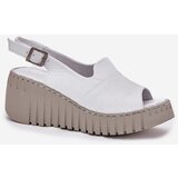 ARTIKER Women's Sandals Made Of Natural Leather On Wedge White | ePonuda.com