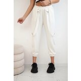 Kesi Włoski Trousers with decorative stripes buttery-fabric ecru | Shoptok.si