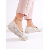 Shelvt Women's openwork moccasins white | Shoptok.si