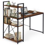 ModernHome uredski stol 120 × 60 cm s policom i 3 police – crno tamno smeđi Cijene