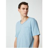 Koton Basic T-Shirt V-Neck Pocket Detailed Short Sleeve Cene