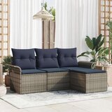  Vrtna sedežna garnitura z blazino 4 pcs Siva Poly ratan, (5000021516) | Shoptok.si