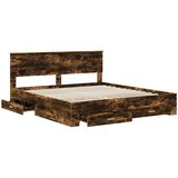  Krevetna konstrukcija s ladicama Dimljeni hrast 200 x 200 cm | shoptok.hr