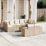 vidaXL 10-dijelni set vrtnih sofa s jastucima bež od poliratana | shoptok.hr