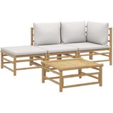  4-dijelna vrtna garnitura od bambusa sa svjetlosivim jastucima | shoptok.hr