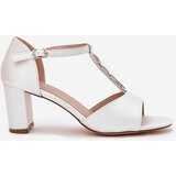 EVENTO Ladies Heeled Sandals With Decorative Strap Eco Leather White Triavera | Shoptok.si