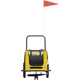 Prikolica za bicikl za pse žuto-crna od tkanine i željeza | shoptok.hr