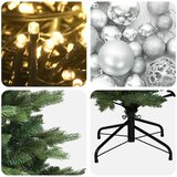  Umjetno božićno drvce s kuglicom 150 cm 150 LED lampica - 150 cm s LED-ima i srebrnim lopticama | shoptok.hr