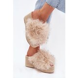 Boto Women's Wedge Slippers With Fur And Braiding Beige Virela | shoptok.hr