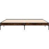 vidaXL Posteljni okvir dimljeni hrast 200x200 cm inž. les in kovina, (21128336) | Shoptok.si
