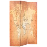 Furnova Zložljiv paravan 120x170 cm zemljevid sveta rumen, (21929720) | Shoptok.si