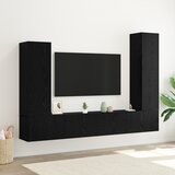 vidaXL 4-delni komplet TV omar stenska črna hrast vezan les Sistem upravljanja izdelkov | Shoptok.si