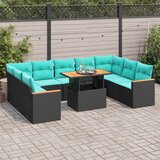  Vrtna garnitura - 10-dijelni set vrtnih sofa s jastucima crni od poliratana - Crna sa spremištem 1 | shoptok.hr