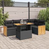 vidaXL 6-dijelni set vrtnih sofa s jastucima crni od poliratana bagrem Cijene