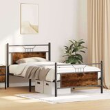  Posteljni okvir brez vzmetnice dimljen hrast 107x203cm inž. les, (21829626) | Shoptok.si