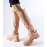 Gemre Pink flat boots with chain Armand | Shoptok.si