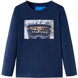 vidaXL Otroška majica z dolgimi rokavi mornarska melange 128 | Shoptok.si