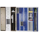 Wolf Omara za čistilne pripomočke Hamburg, 4 predelki, višina 410 mm, širina 400 mm, priključni element, svetlo siva / encijan modra | Shoptok.si