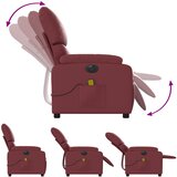  Električni masažni naslonjač od umjetne kože crvena boja vina | shoptok.hr