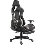 vidaXL Vrtljiv gaming stol z naslonjalom za noge bel PVC Cene