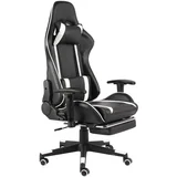 Vrtljiv gaming stol z naslonjalom za noge bel PVC