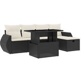  6-dijelni set vrtnih sofa s jastucima crni od poliratana | shoptok.hr