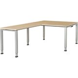 mauser Pisalna miza, kotna, spodnji del iz kvadratne/okrogle cevi, VxŠxG 650 - 850 x 1600 x 900 mm, kotni element na levi strani (širina 1000 mm), plo | Shoptok.si