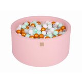 MeowBaby Bazen z žogicami, 90x40 cm s 300 žogicami, bombaž, svetlo roza: bela/zlata/prozorna/mint, (21295136) | Shoptok.si