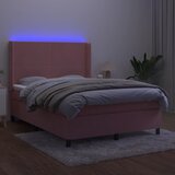  Krevet box spring s madracem LED ružičasti 140x190cm baršunasti | shoptok.hr