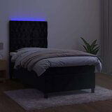 vidaXL Krevet box spring s madracem LED crni 90x190 cm baršun | shoptok.hr