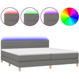  Krevet box spring s madracem LED tamnosivi 200x200 cm tkanina | shoptok.hr